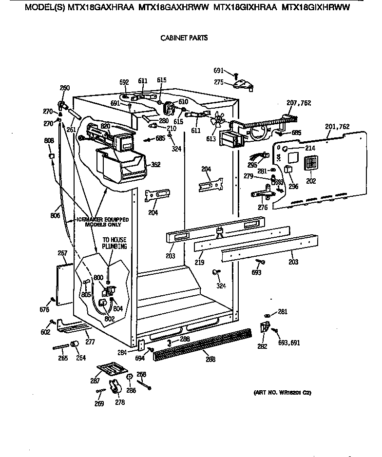 GE MTX18GIXHRAA cabinet parts diagram