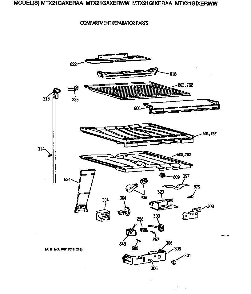 GE MTX21GIXERAA compartment separator parts diagram