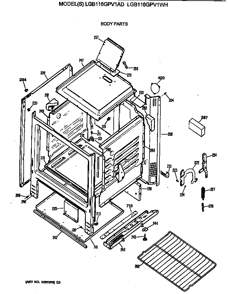 GE LGB116GPV1WH body parts diagram