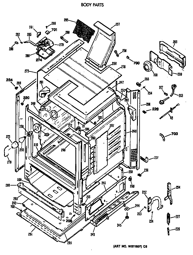 GE LGB336GET2WH body partss diagram