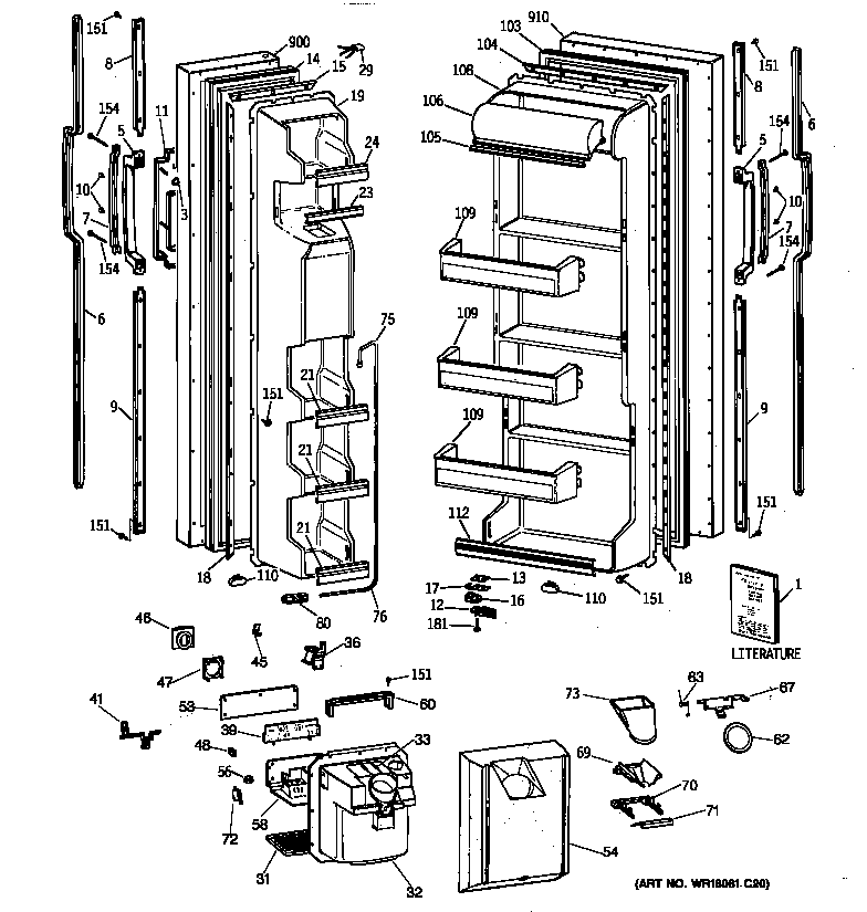 GE MSK22GRXDAD doors diagram