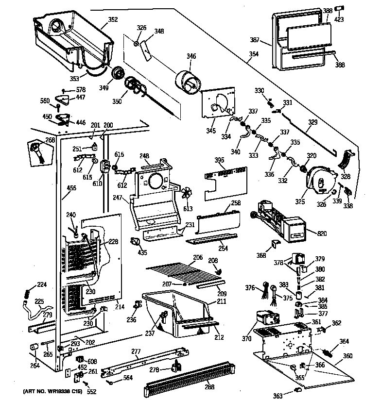 GE MSK22GRXDAD freezer section diagram