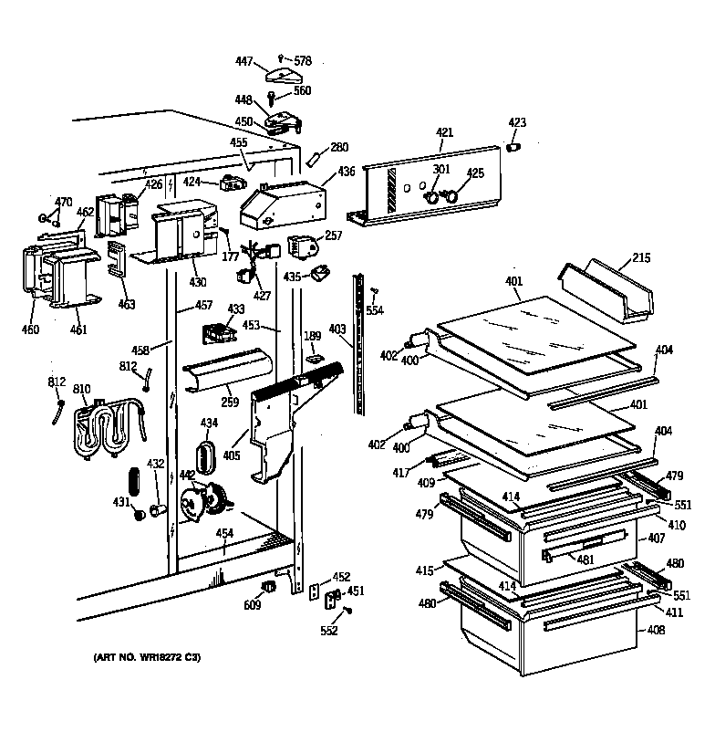 GE MSK22GRXDAD fresh food section diagram