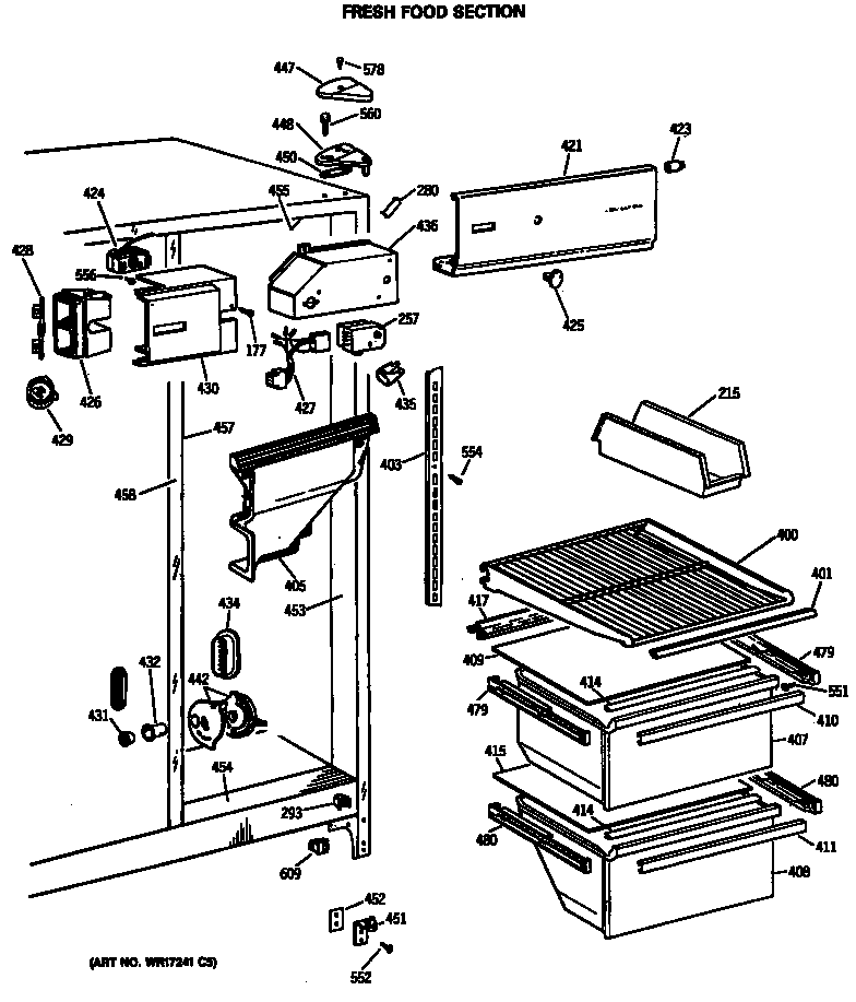 Hotpoint CSX20EASBWH fresh food section diagram