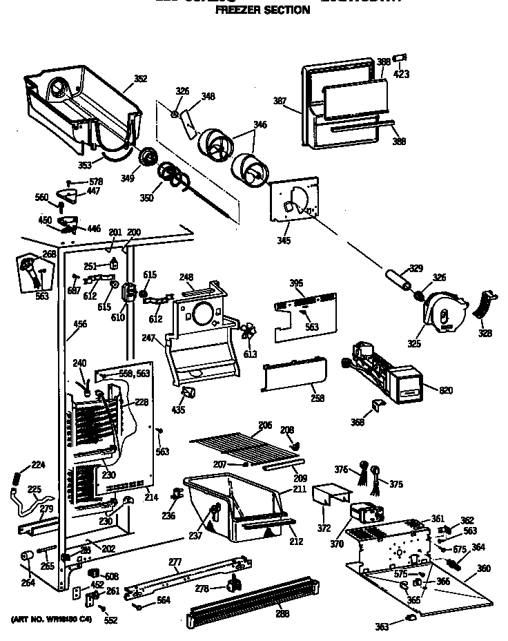 Hotpoint CSX20GWSBWH freezer section diagram