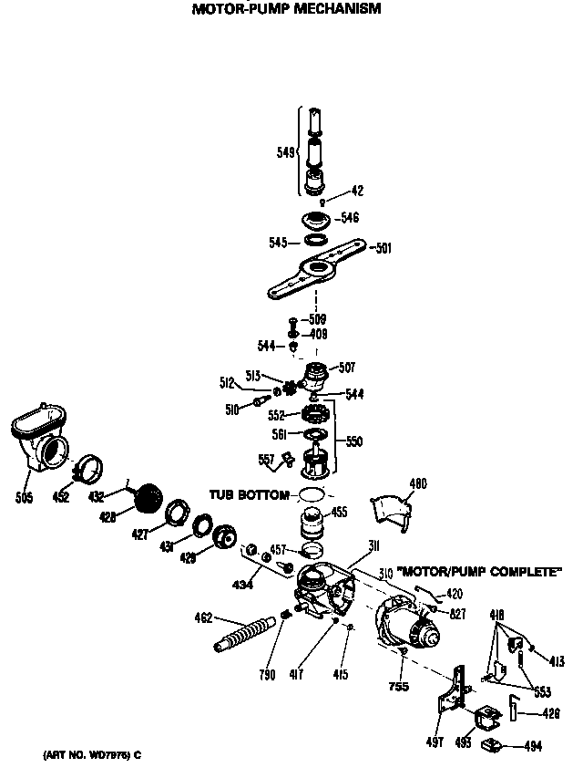 Hotpoint HDA430V-60WW motor-pump mechanism diagram