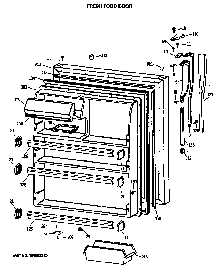 Hotpoint CTX24GASKRWH fresh food door diagram