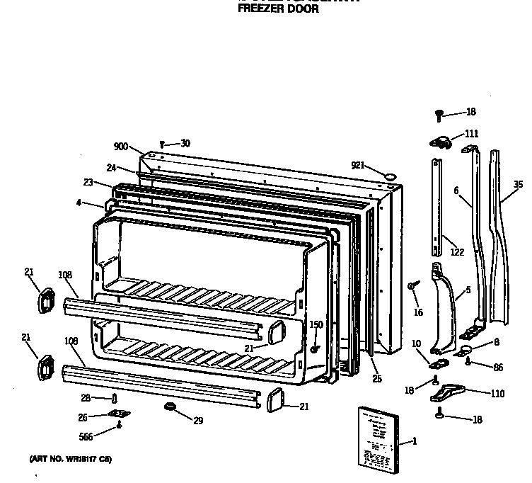 Hotpoint CTE24GASLRWH freezer door diagram