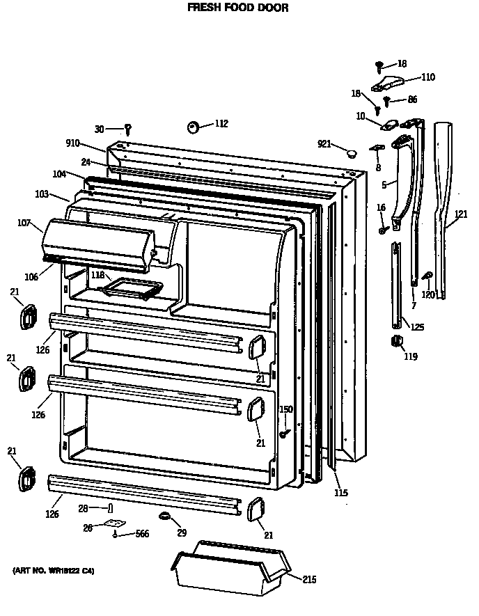 Hotpoint CTE24GASLRWH fresh food door diagram