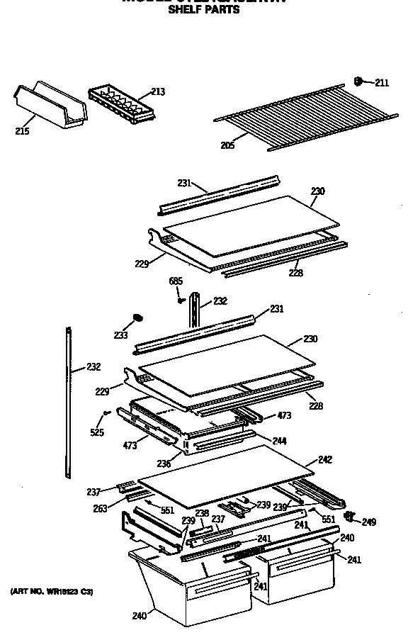 Hotpoint CTE24GASLRWH shelf parts diagram