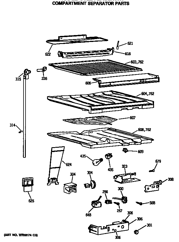 Hotpoint CTE24GASLRWH compartment separator parts diagram