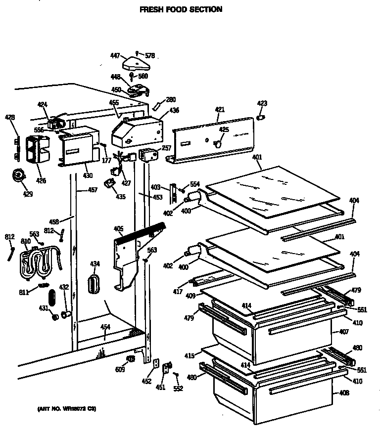 Hotpoint CSX22KWSBAD fresh food section diagram