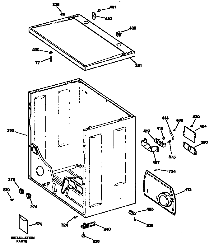 Hotpoint DLB1550SBLWH cabinet diagram
