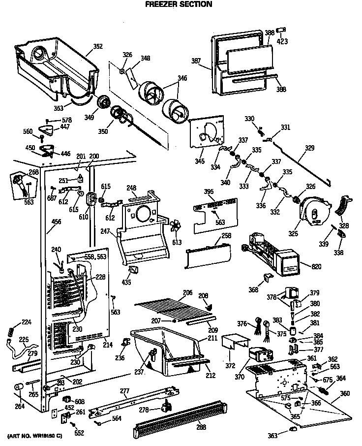 Hotpoint CSC24GRSBAD freezer section diagram