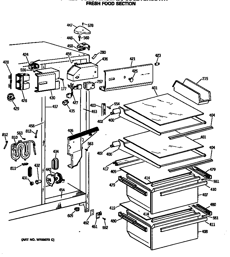 Hotpoint CSC24GRSBAD fresh food section diagram