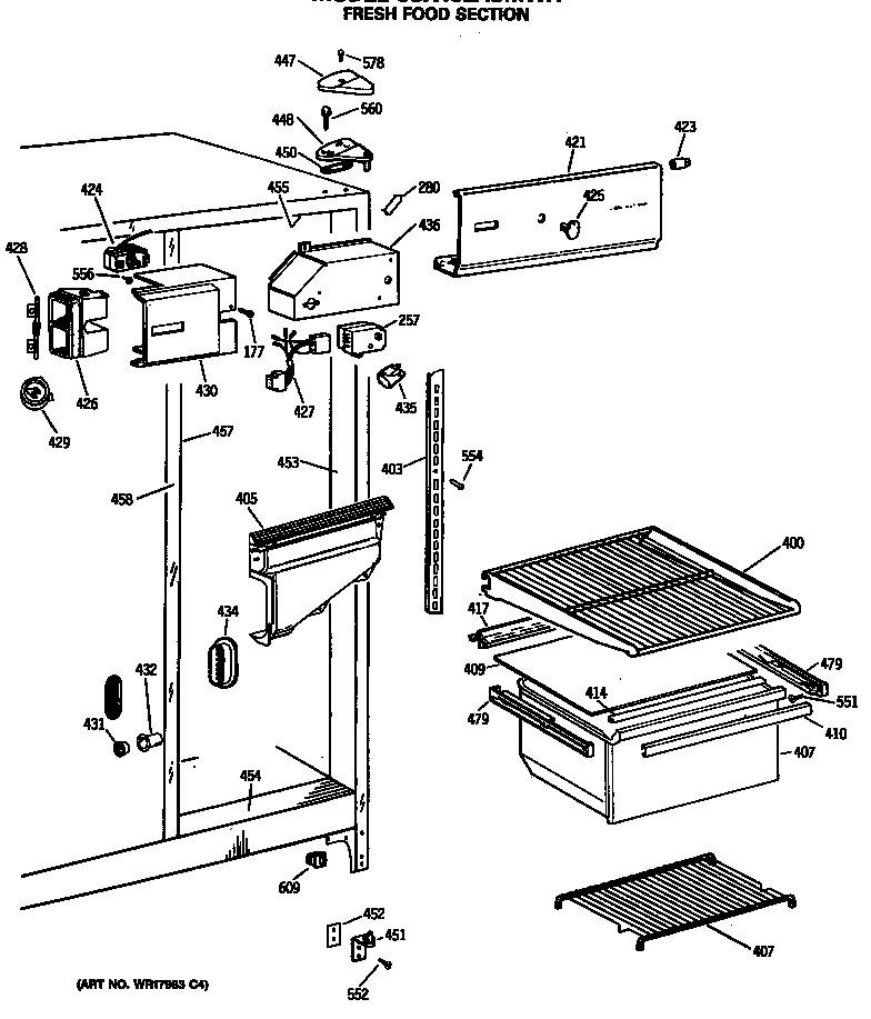 Hotpoint CSX19LASMWH fresh food section diagram