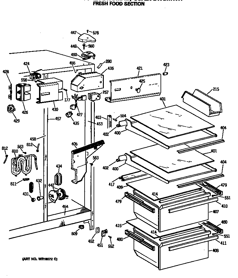 Hotpoint CSX20GWSMWH fresh food section diagram