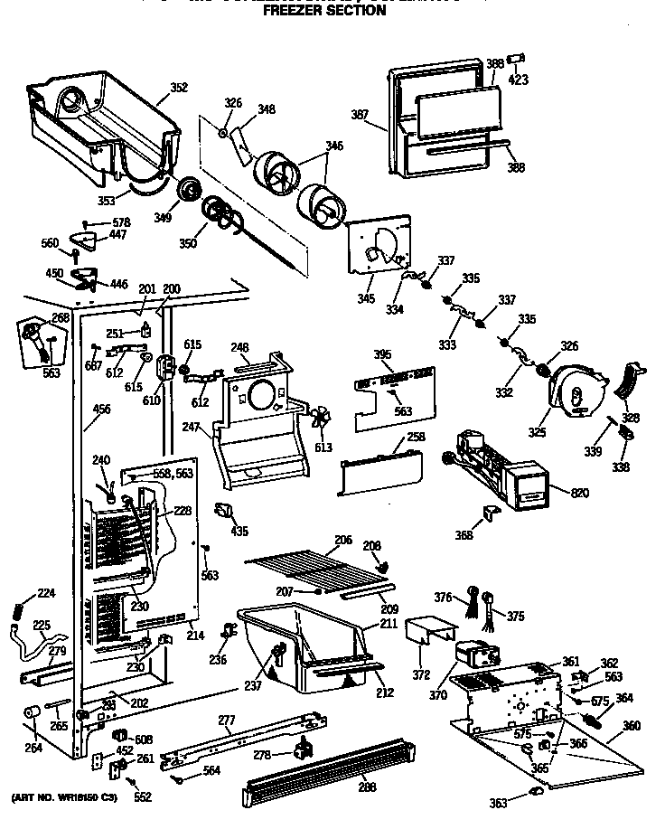 Hotpoint CSX22KWSMWH freezer section diagram