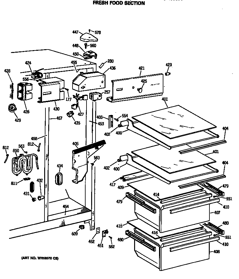 Hotpoint CSX22KWSMWH fresh food section diagram
