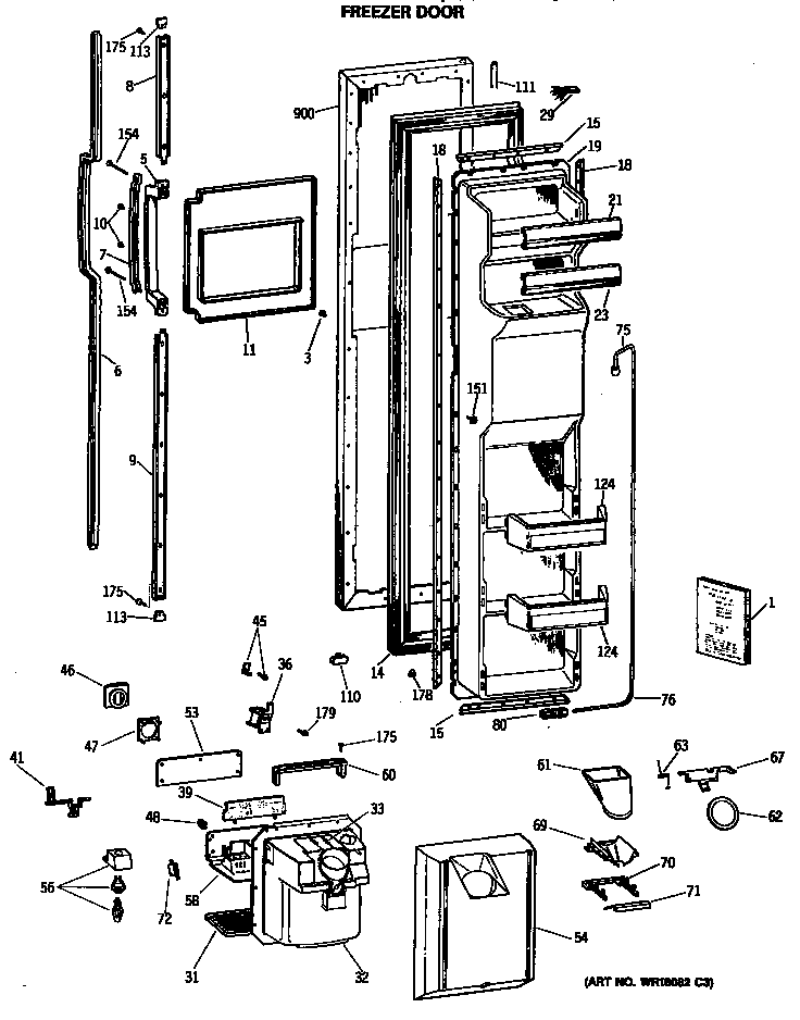 Hotpoint CSX27DRSMWH freezer door diagram