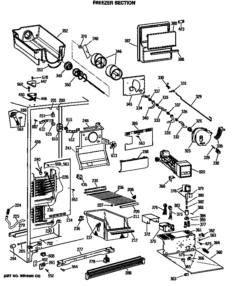 Hotpoint CSX27DRSMWH freezer section diagram