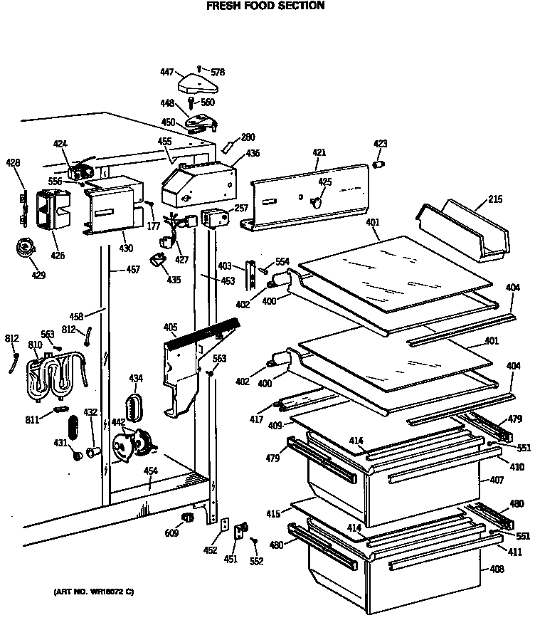 Hotpoint CSH22GRTAWW fresh food section diagram
