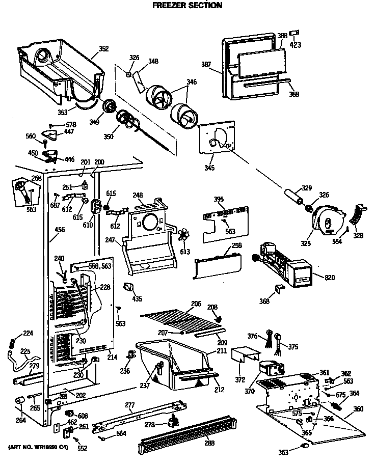 Hotpoint CSX20KWTAWH freezer section diagram