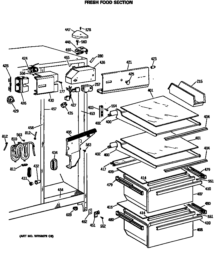 Hotpoint CSX20KWTAWH fresh food section diagram
