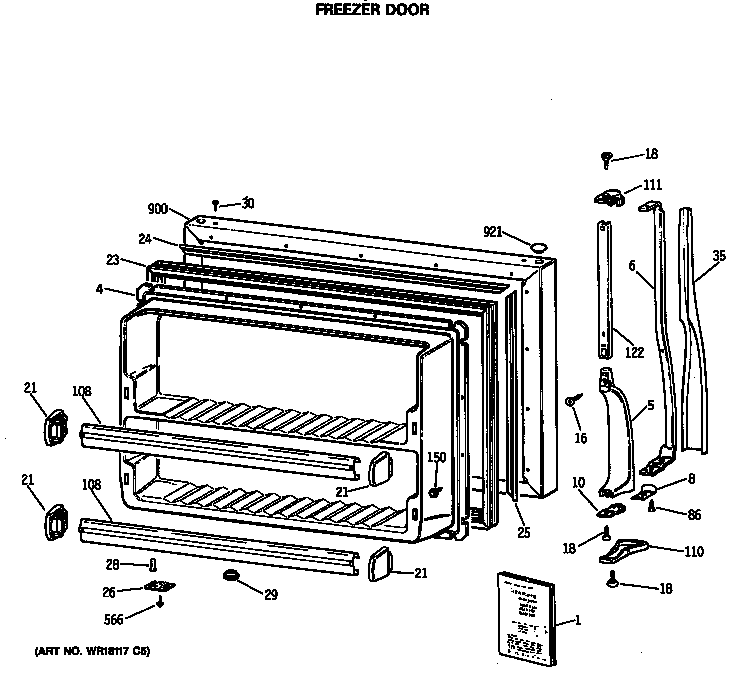 Hotpoint CTX21EASRRWH freezer door diagram