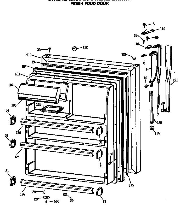 Hotpoint CTX21EASRRWH fresh food door diagram