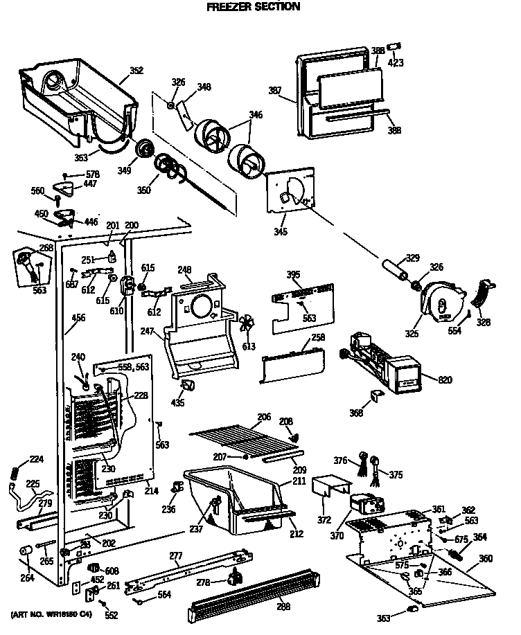 Hotpoint CSC20GWSBAD freezer section diagram
