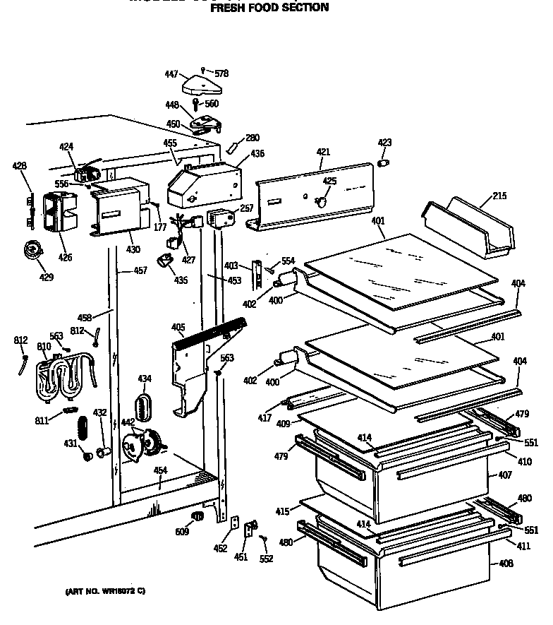 Hotpoint CSC20GWSBAD fresh food section diagram