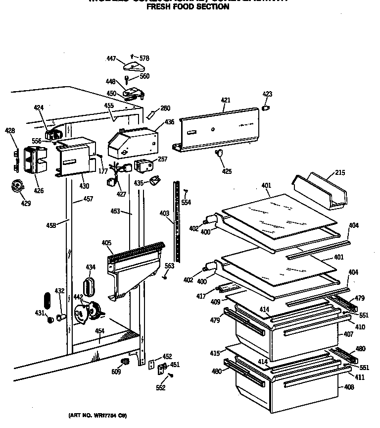 Hotpoint CSX20GASMAD fresh food section diagram