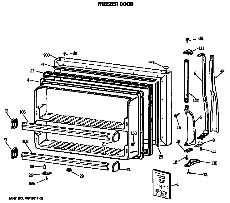 Hotpoint CTX21GASMRWH freezer door diagram