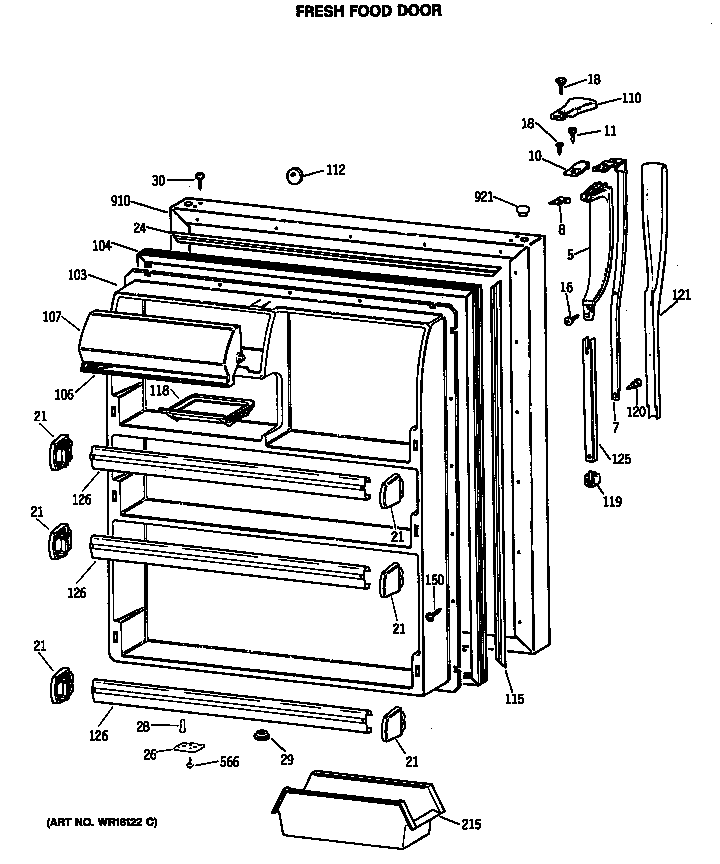 Hotpoint CTX21GASMRWH fresh food door diagram