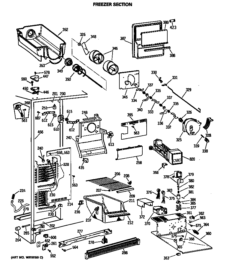 Hotpoint CSX24GRSBAD freezer section diagram