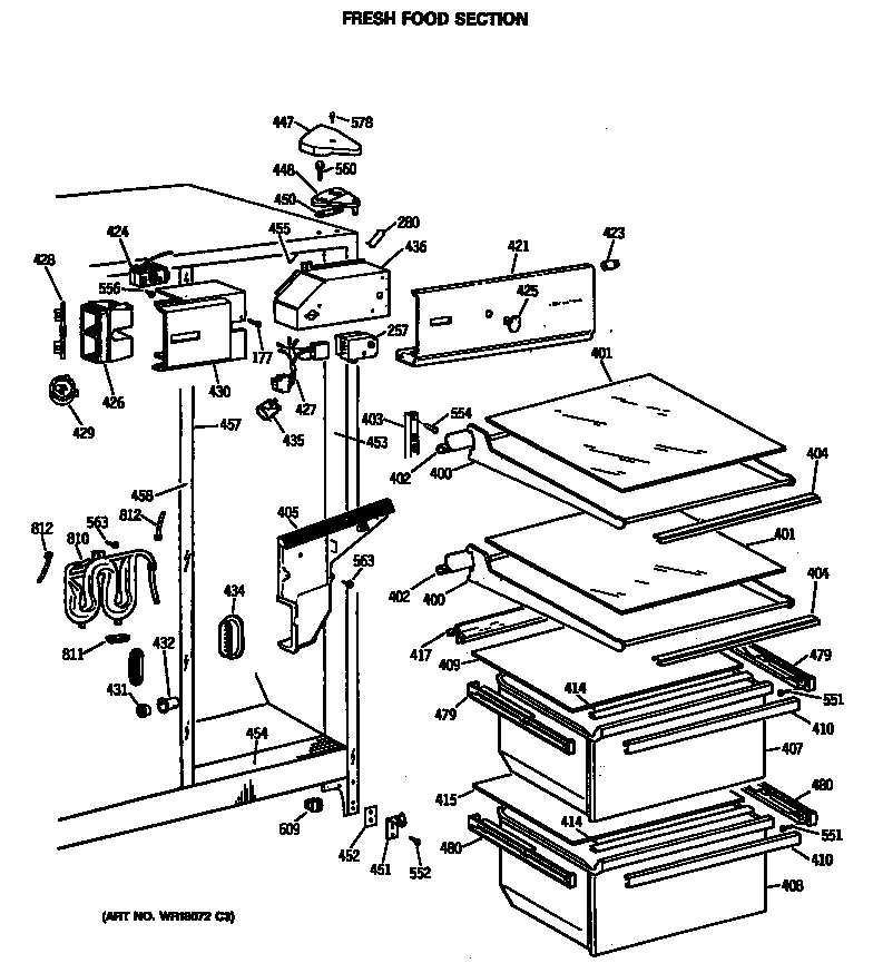 Hotpoint CSX24KWSBAD fresh food section diagram