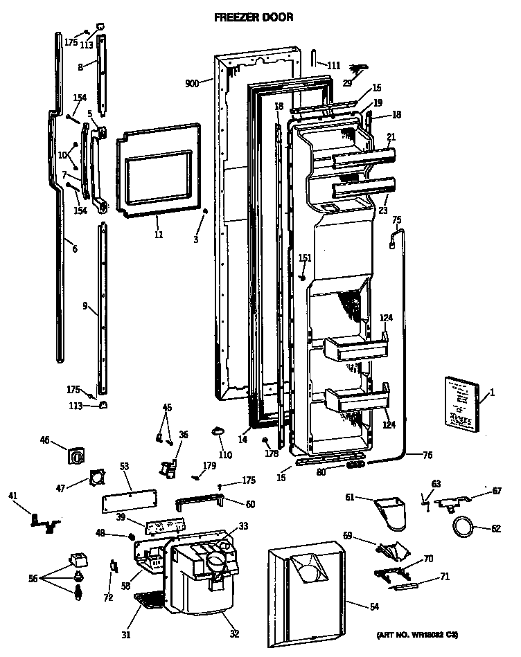 Hotpoint CSX27DRSBWH freezer door diagram