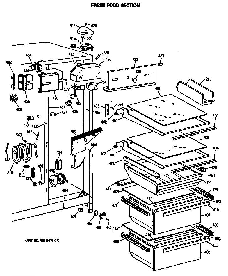 Hotpoint CSX27DRSBWH fresh food section diagram