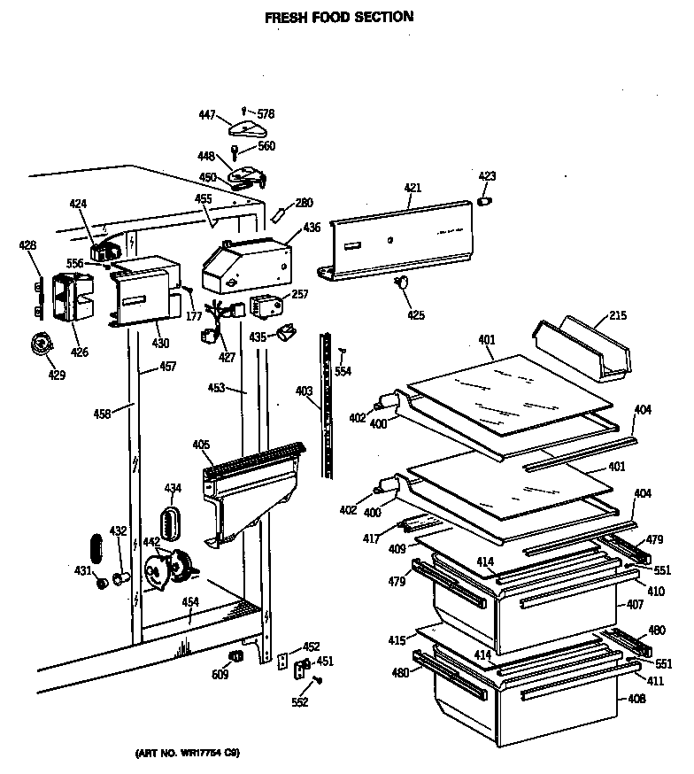 Hotpoint CSC20GASBAD fresh food section diagram