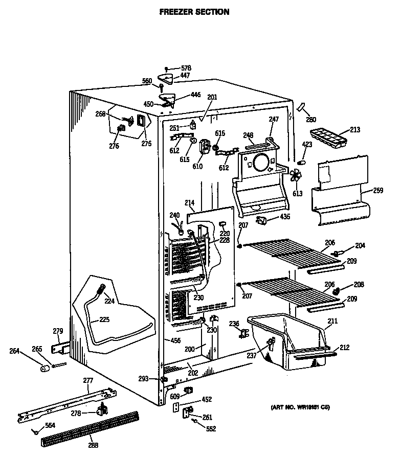 Hotpoint CSC20EASBAD freezer section diagram