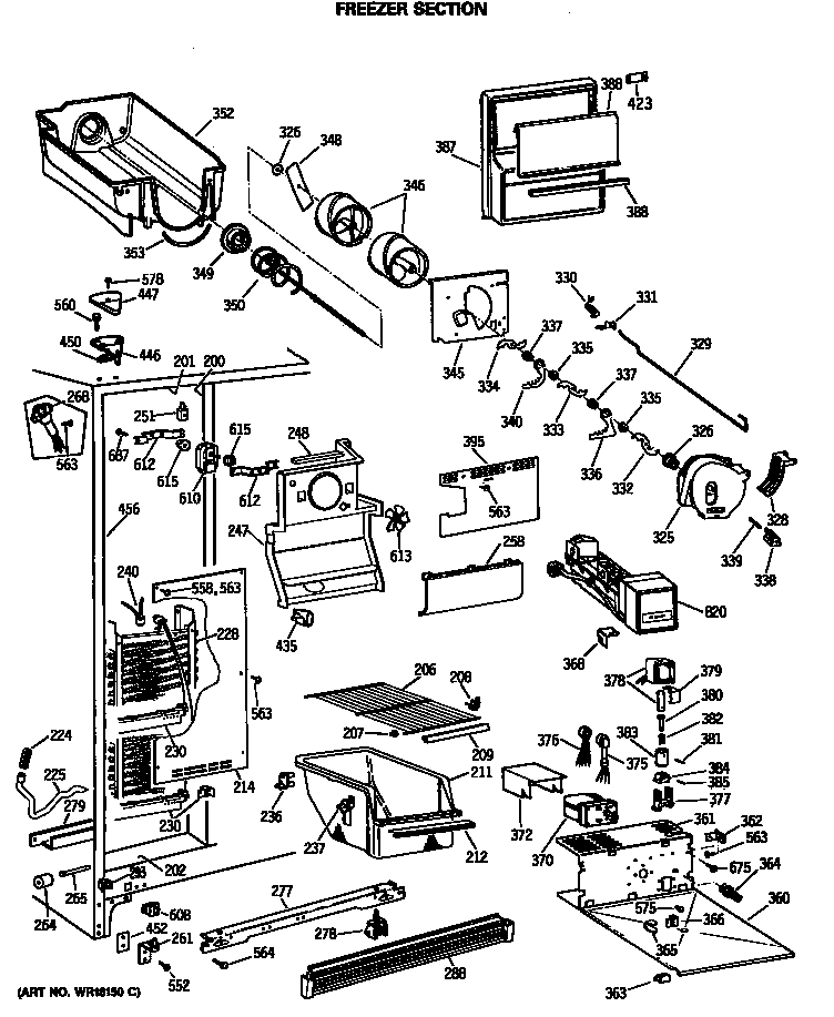 Hotpoint CSC22GRSBWH freezer section diagram