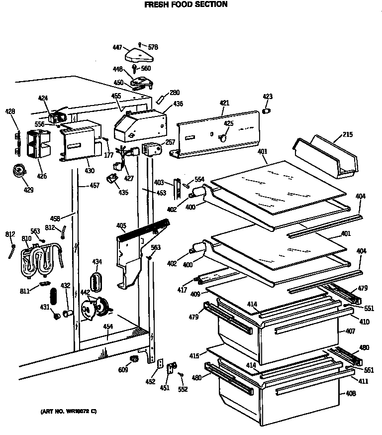 Hotpoint CSC22GRSBWH fresh food section diagram