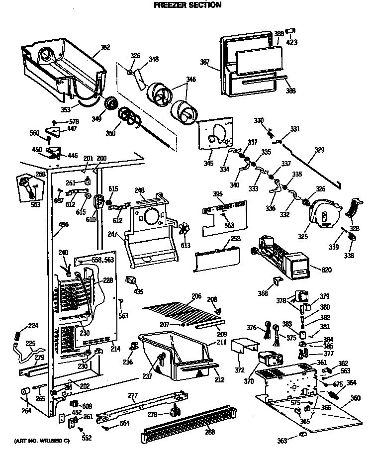Hotpoint CSX22BRSMWH freezer section diagram