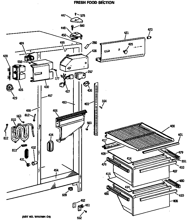 Hotpoint CSX22BRSMWH fresh food section diagram