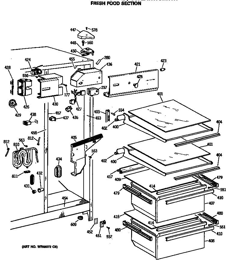 Hotpoint CSX24KWSMAD fresh food section diagram