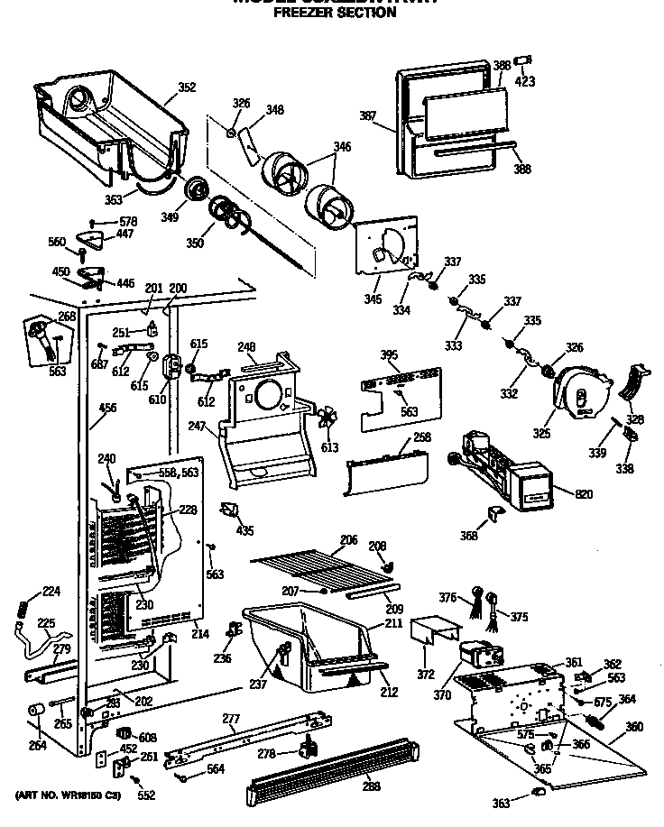 Hotpoint CSX22BWTAWH freezer section diagram
