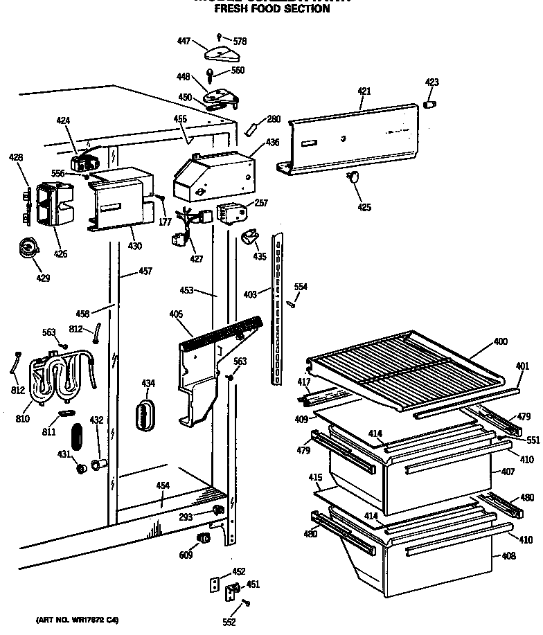 Hotpoint CSX22BWTAWH fresh food section diagram
