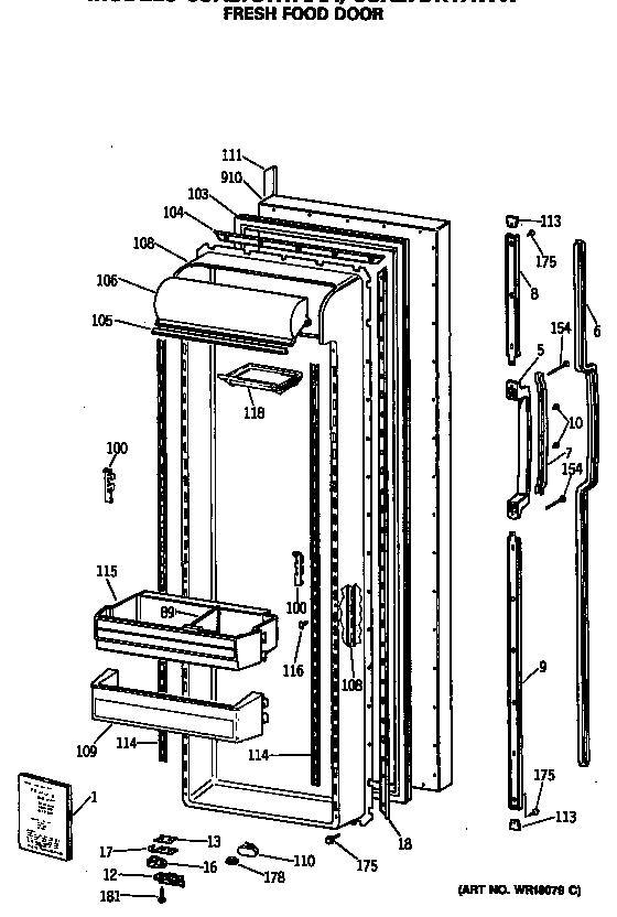 Hotpoint CSX27DRTAAA fresh food door diagram