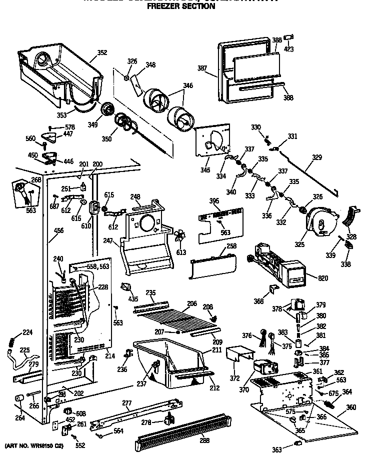 Hotpoint CSX27DRTAAA freezer section diagram